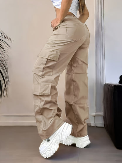 Pantalon cargo taille haute – Large et multi-poches style urbain