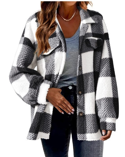 Veste en molleton d'agneau Loom & Soul pour femme – Manteau Sherpa doux boutonné pour une chaleur hivernale douillette