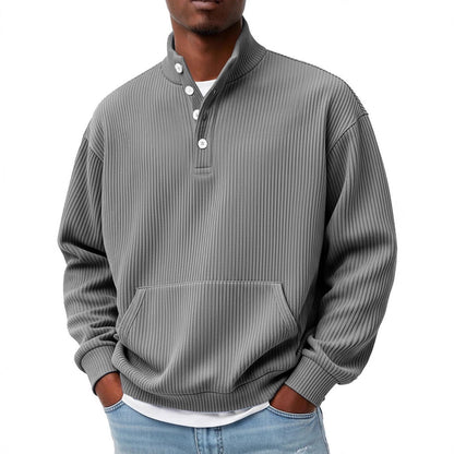 Men’s Solid Color Turtleneck Sweatshirt – Long Sleeve Casual Polo