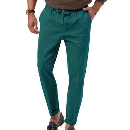 Pantalon de costume décontracté à cordon Loom & Soul™ pour homme – Coupe droite avec taille élastique et confort ajusté