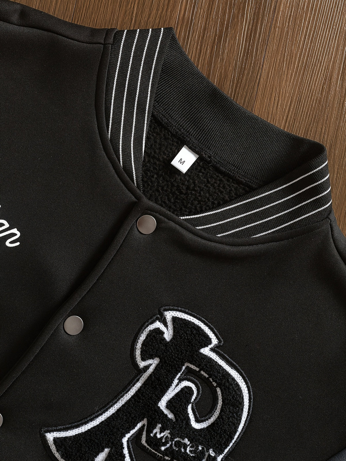 Veste de baseball brodée à lettres pour homme – Streetwear noir et gris