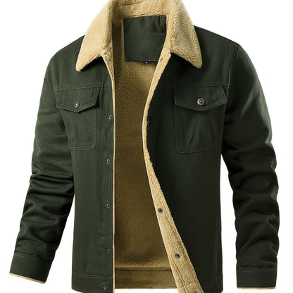 Men’s Fleece-Lined Workwear Jacket – Sherpa Collar Coat