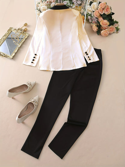 Women's Elegant Patchwork Fashion Suit – Spring/Fall Two-Piece Set