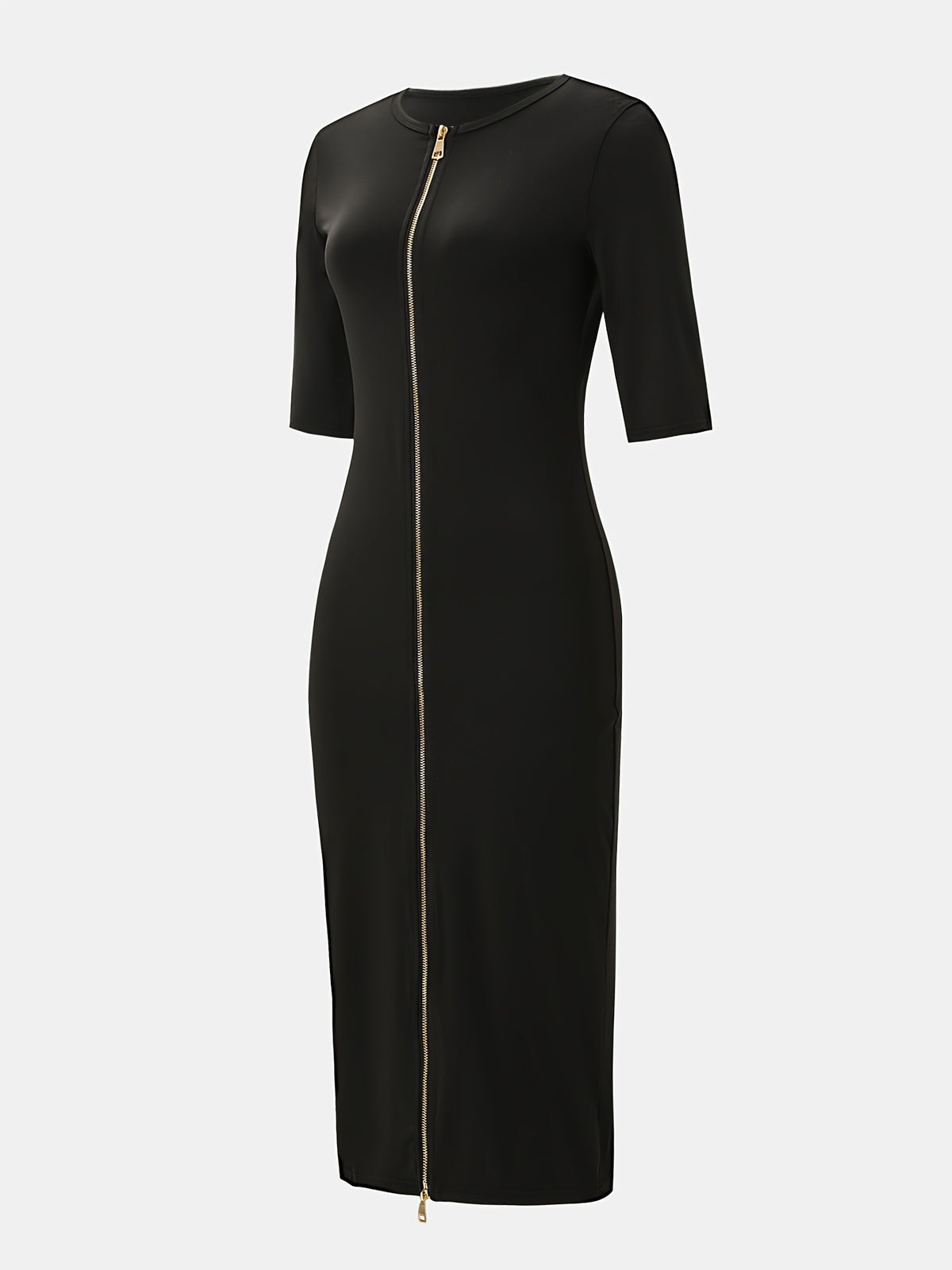 Robe midi moulante à encolure bateau – Robe élégante à manches courtes et coupe ajustée