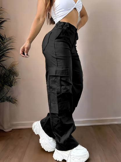 Pantalon cargo taille haute – Large et multi-poches style urbain