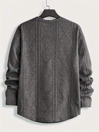 Sweat-shirt ras du cou géométrique pour homme – Pull décontracté à manches longues