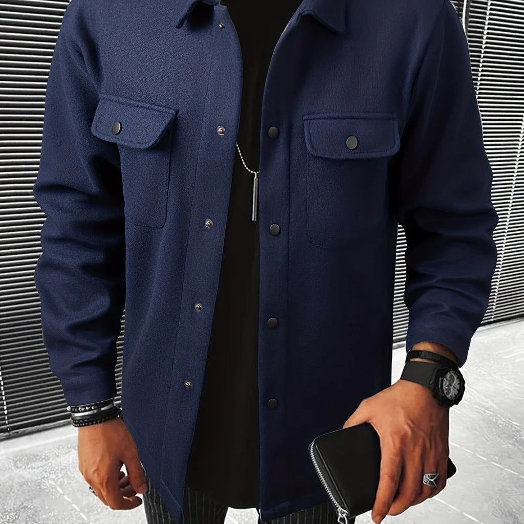 Loom & Soul Men’s Thick Casual Cardigan Shirt – British Style Long Sleeve