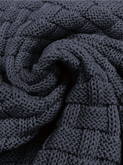 Pull en tricot gaufré pour homme – Grande élasticité avec col à revers