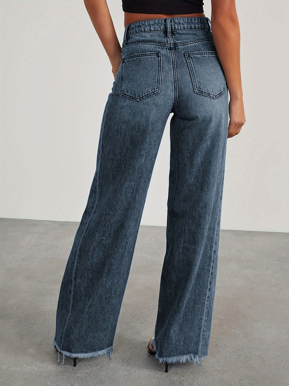 Jean taille haute ample pour femme – Denim décontracté extensible