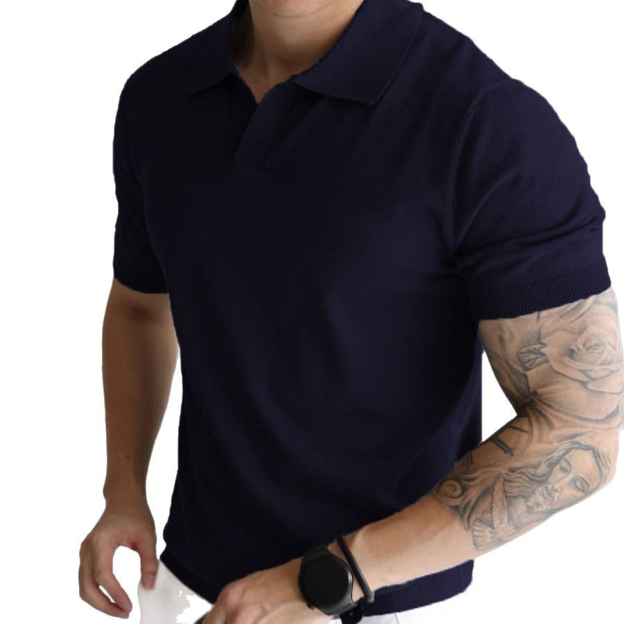 Men’s Summer Lapel T-Shirt – Lightweight Slim Fit Casual Tee