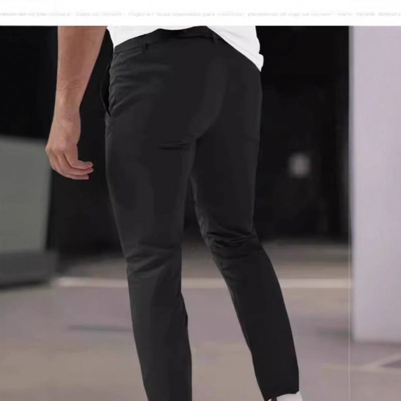 Men’s Slim Fit Cropped Dress Pants – Fleece Lined Casual Elastic Waist