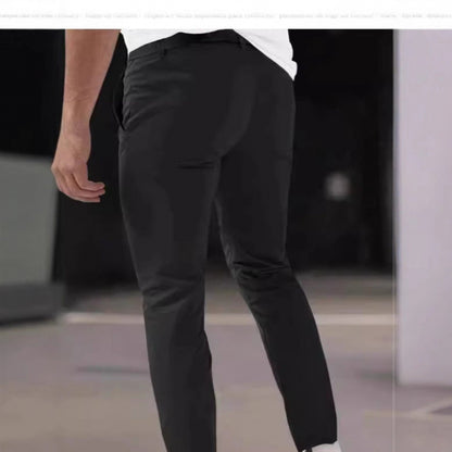 Men’s Slim Fit Cropped Dress Pants – Fleece Lined Casual Elastic Waist