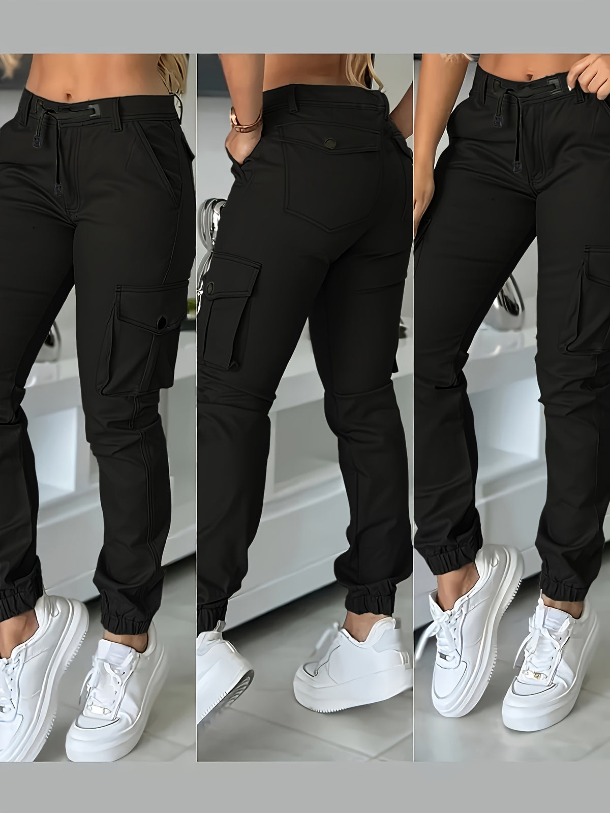 Pantalon Cargo Taille Haute Femme – Pantalon de Travail Élégant Toutes Saisons