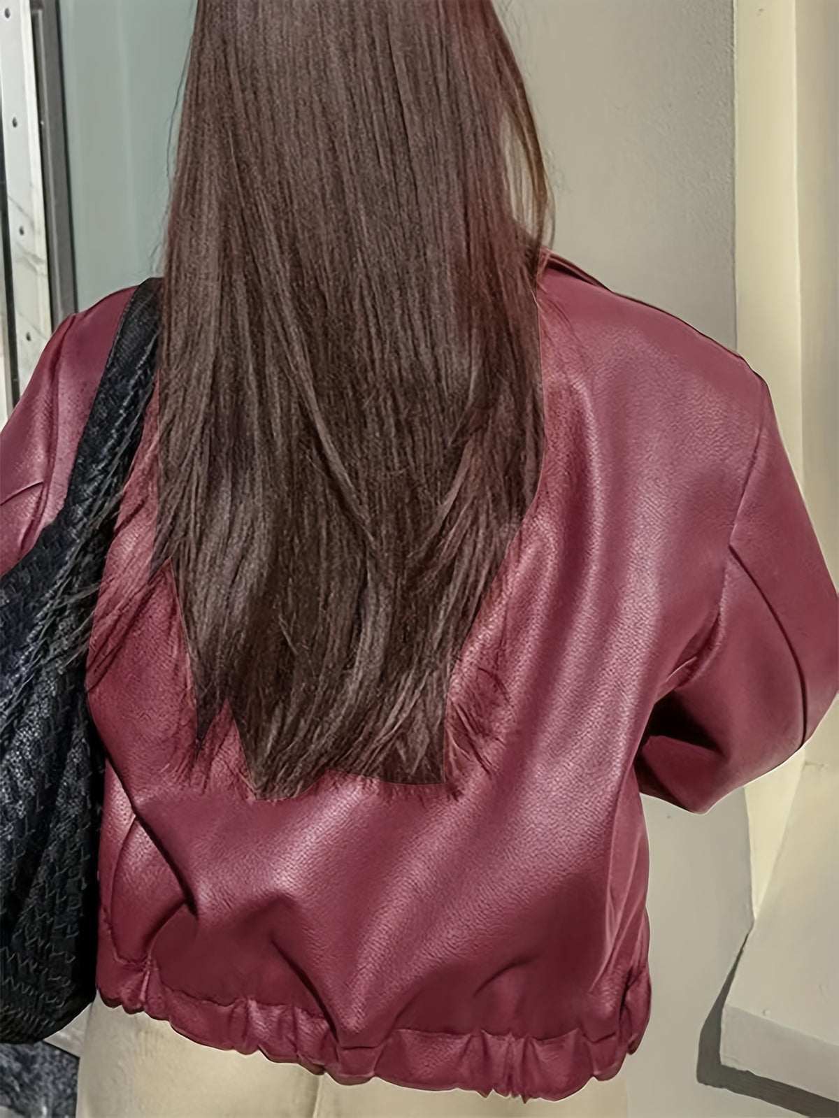 Veste de moto rétro pour femme – Manteau décontracté classique à revers toutes saisons