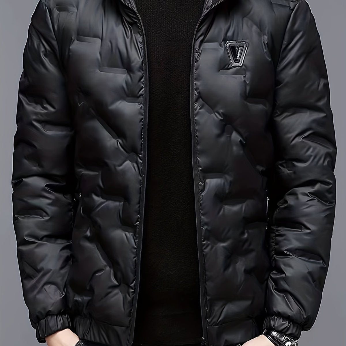 Men’s Windproof Hooded Jacket – Full-Zip Outdoor Winter Coat