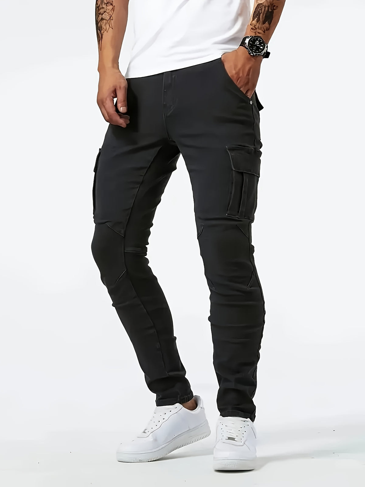 Jean slim extensible noir pour homme – Denim toutes saisons inspiré des vêtements de travail