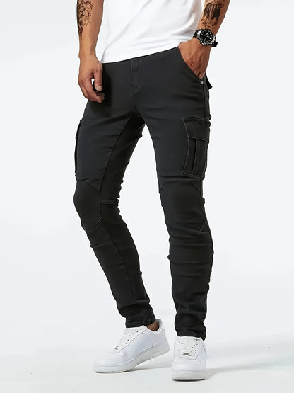 Jean slim extensible noir pour homme – Denim toutes saisons inspiré des vêtements de travail