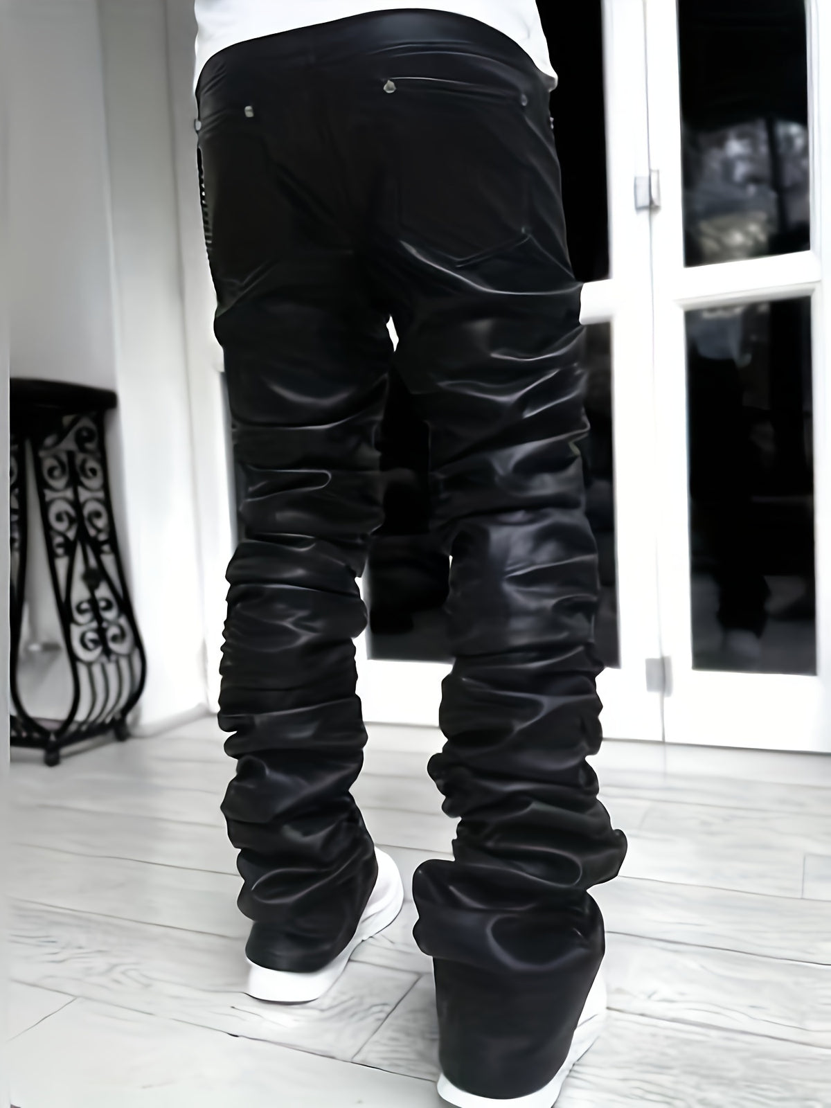 Men’s Casual Long Pants – Loose-Fit Straight-Leg Polyester Trousers