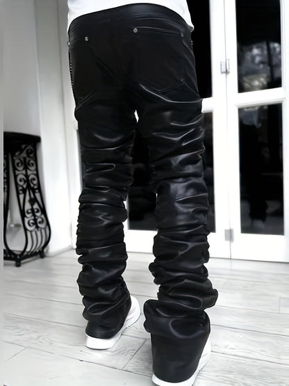 Men’s Casual Long Pants – Loose-Fit Straight-Leg Polyester Trousers