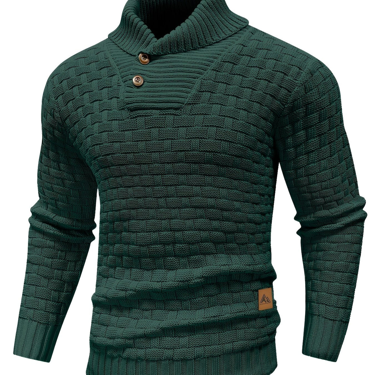 Pull en tricot gaufré pour homme – Grande élasticité avec col à revers