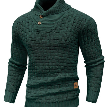 Pull en tricot gaufré pour homme – Grande élasticité avec col à revers