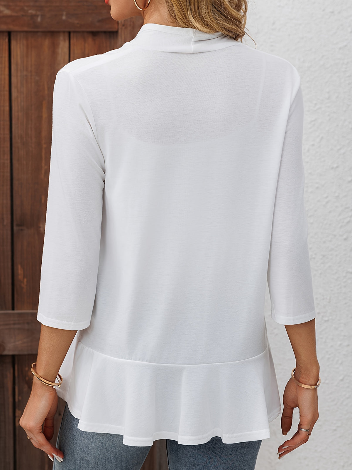 Women’s Ruffle Hem Cardigan – Lightweight Open Front Layer