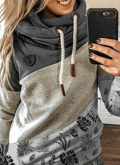 Women’s Printed Hooded Fleece Sweatshirt – Loose Urban Casual Fit