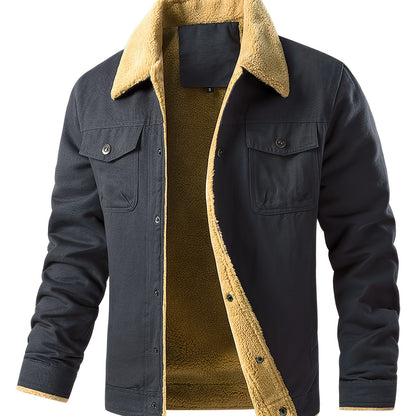 Men’s Fleece-Lined Workwear Jacket – Sherpa Collar Coat