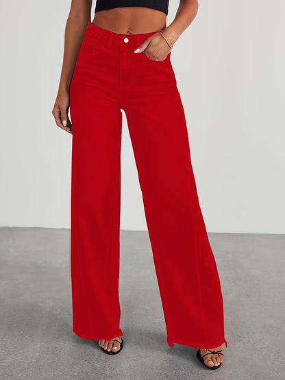 Jean taille haute ample pour femme – Denim décontracté extensible