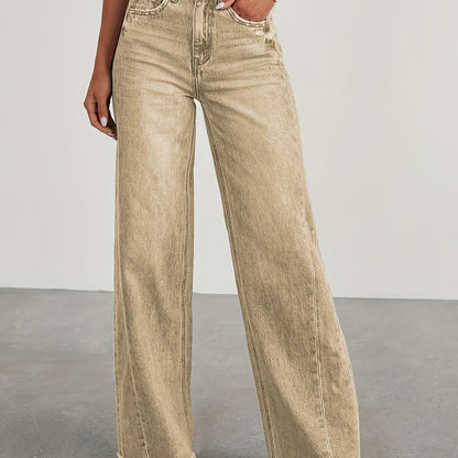 Jean taille haute ample pour femme – Denim décontracté extensible
