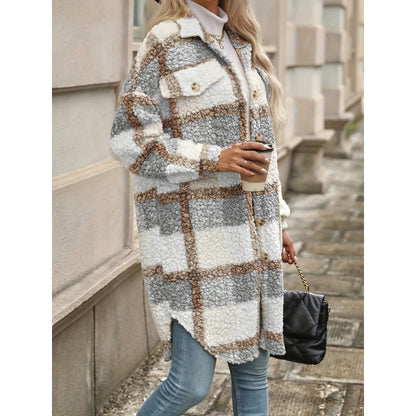 Women’s Lapel Colorblock Plaid Padded Jacket – Mori Style Fit