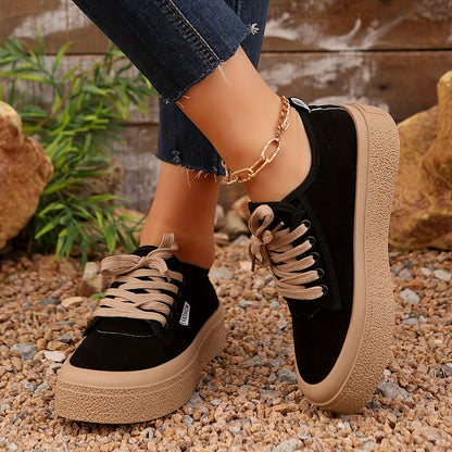 Baskets basses minimalistes à lacets pour femme – Chaussures décontractées polyvalentes