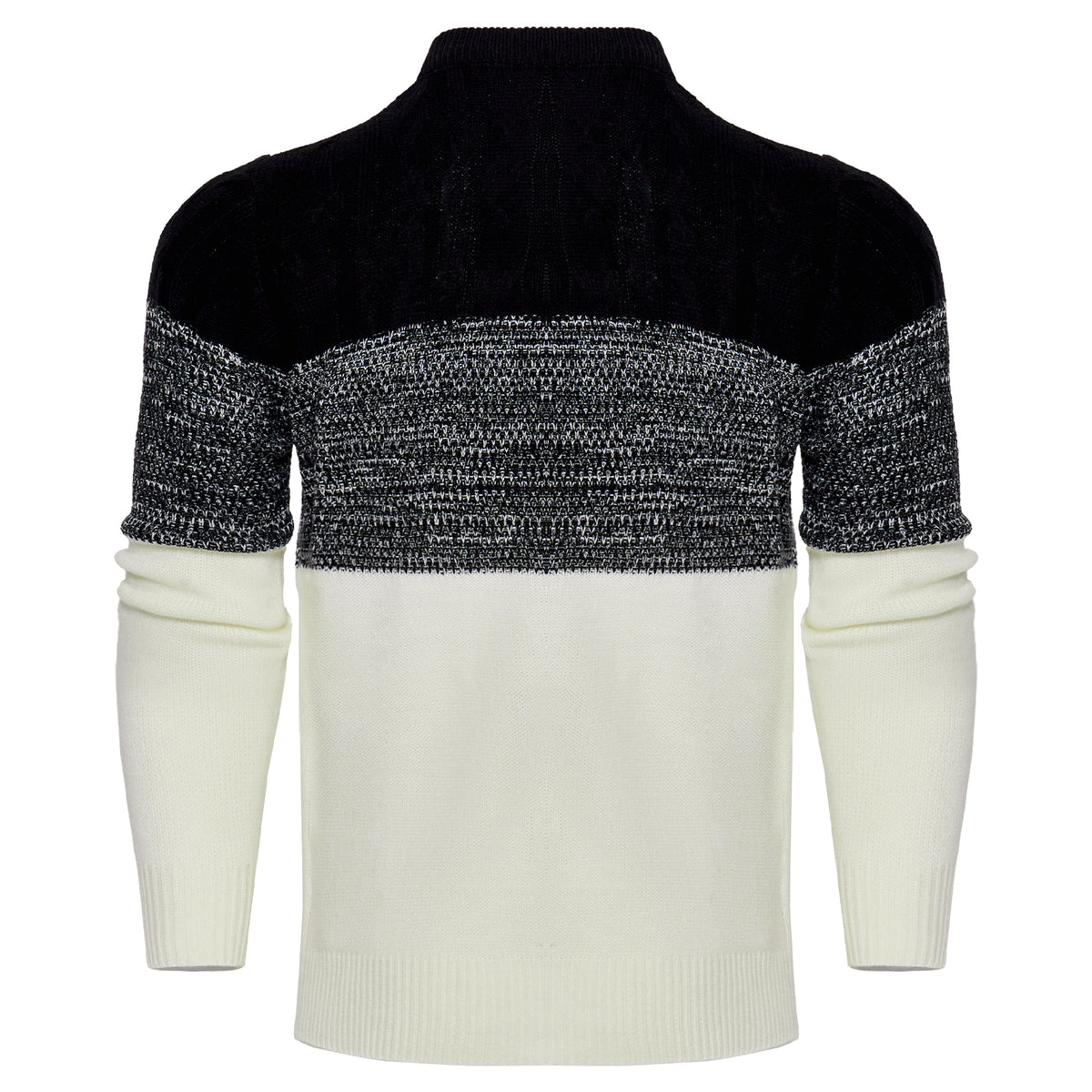 Suéter de punto trenzado a bloques de color para hombre – Jersey de manga larga