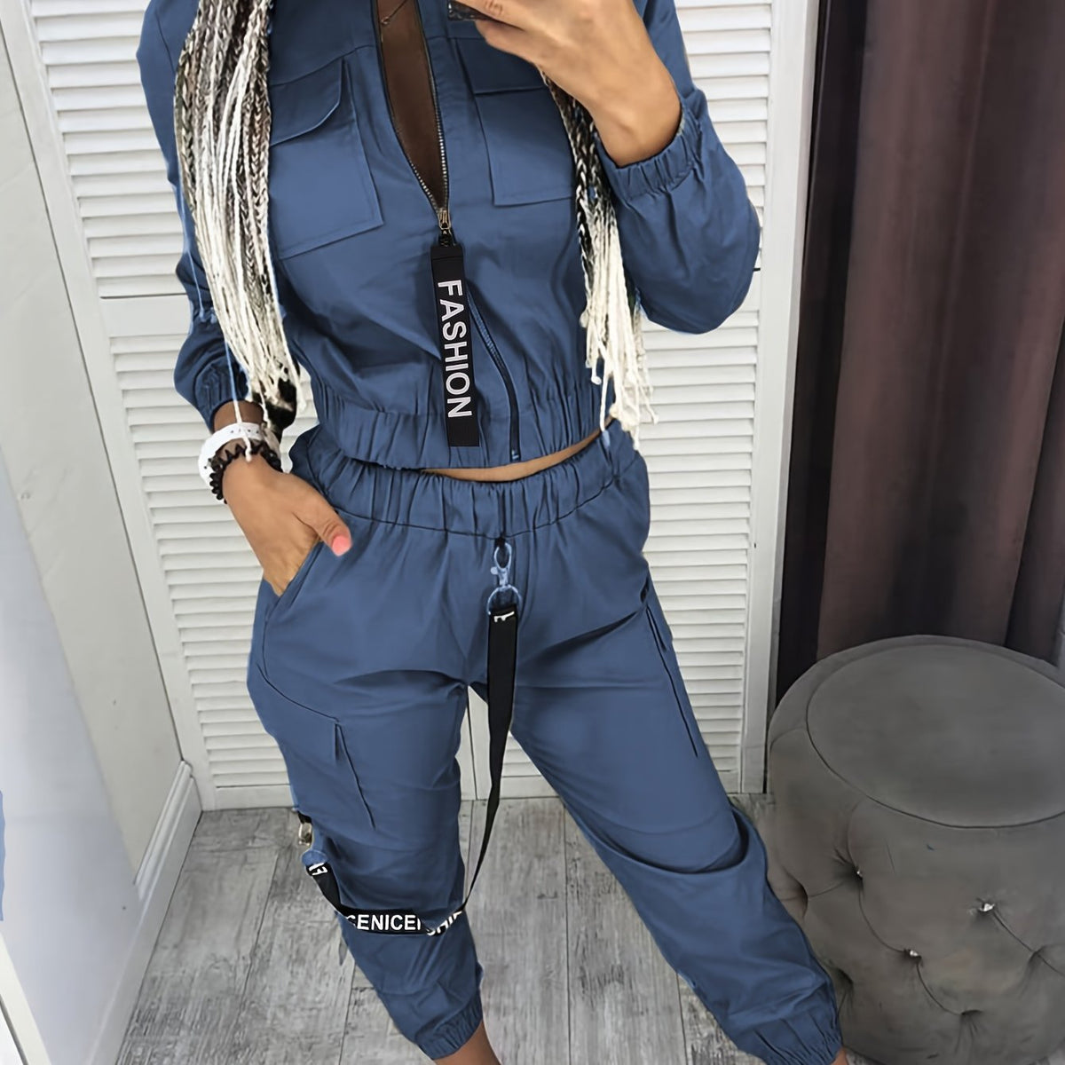 Ensemble deux pièces zippé « Directional Cargo » – Tenue décontractée urbaine pour femme