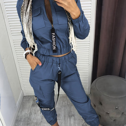 Ensemble deux pièces zippé « Directional Cargo » – Tenue décontractée urbaine pour femme