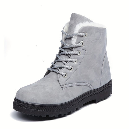 Bottes chaudes montantes pour femme – Chaussures d'hiver légères à lacets et plateforme