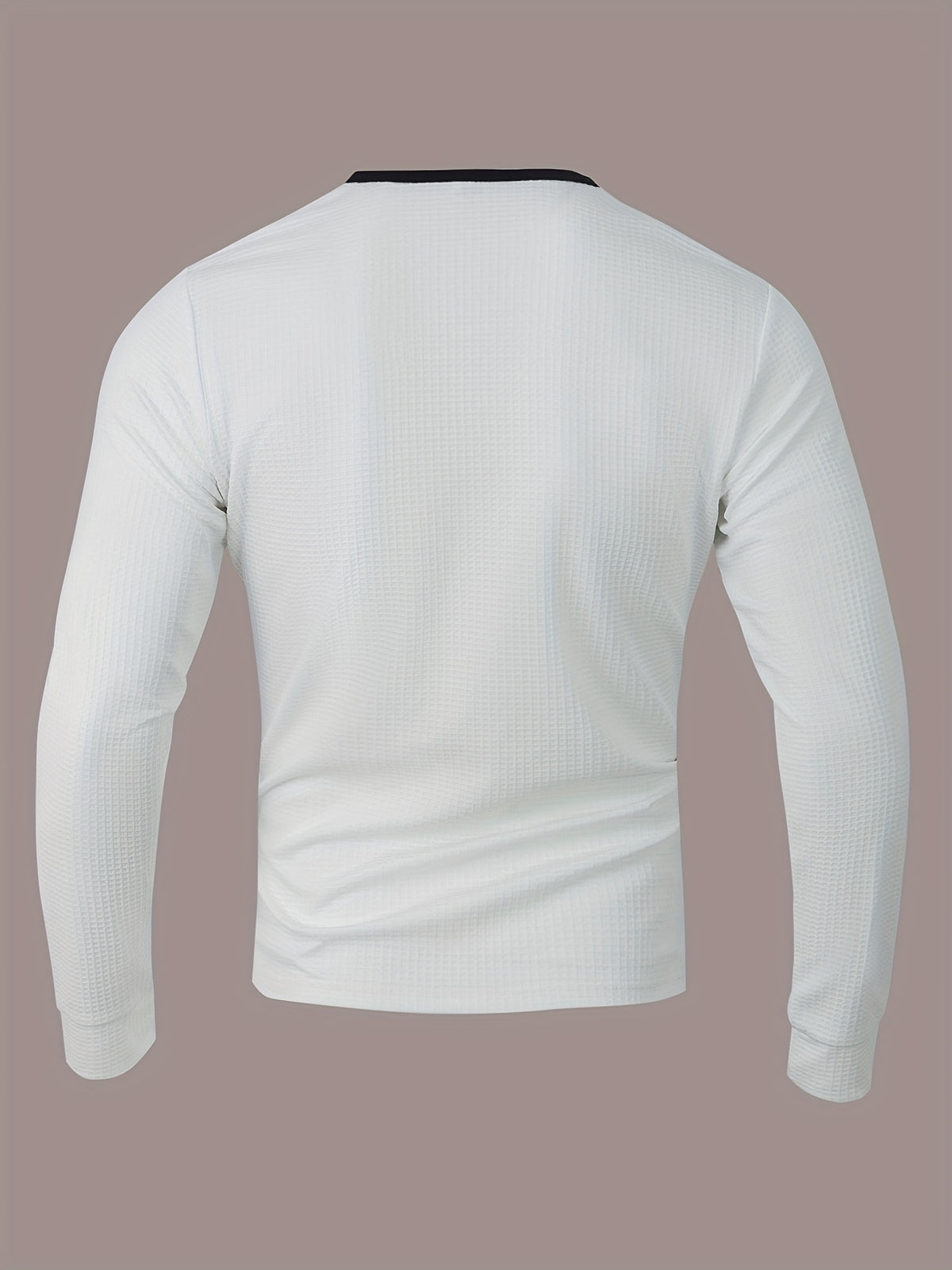 Men’s Waffle Henley Shirt – White & Black All-Season Button Top