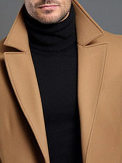 Men’s Classic Lapel Coat – Single Breasted Winter Jacket