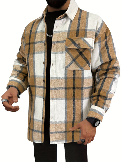 Chemisier-veste molletonné à carreaux pour homme – Surchemise boutonnée à carreaux douillette