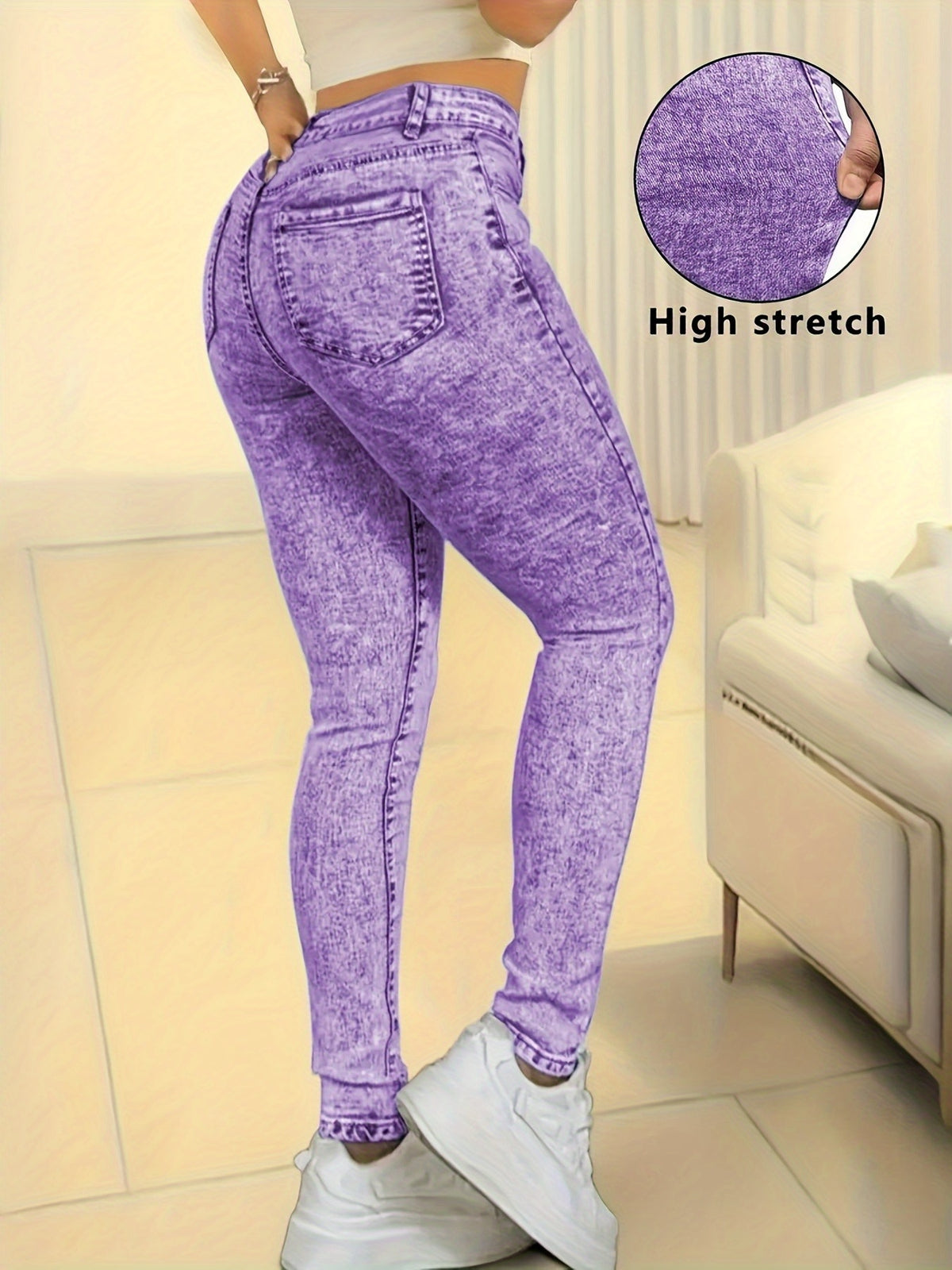 High Waist Snowflake Skinny Jeans – Stretch 9-Length Fit