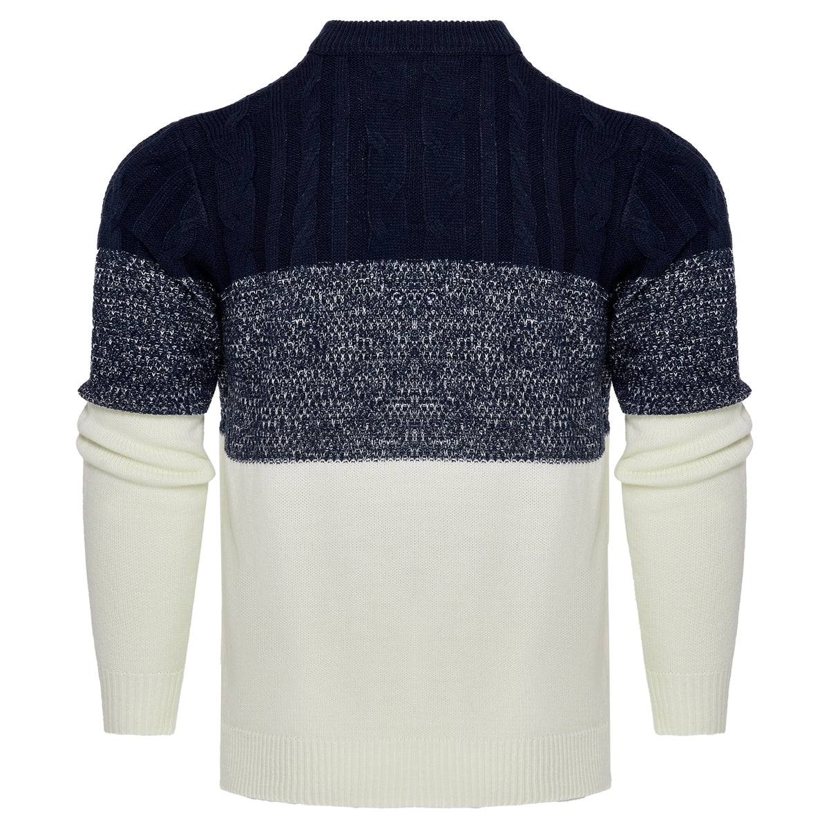 Suéter de punto trenzado a bloques de color para hombre – Jersey de manga larga