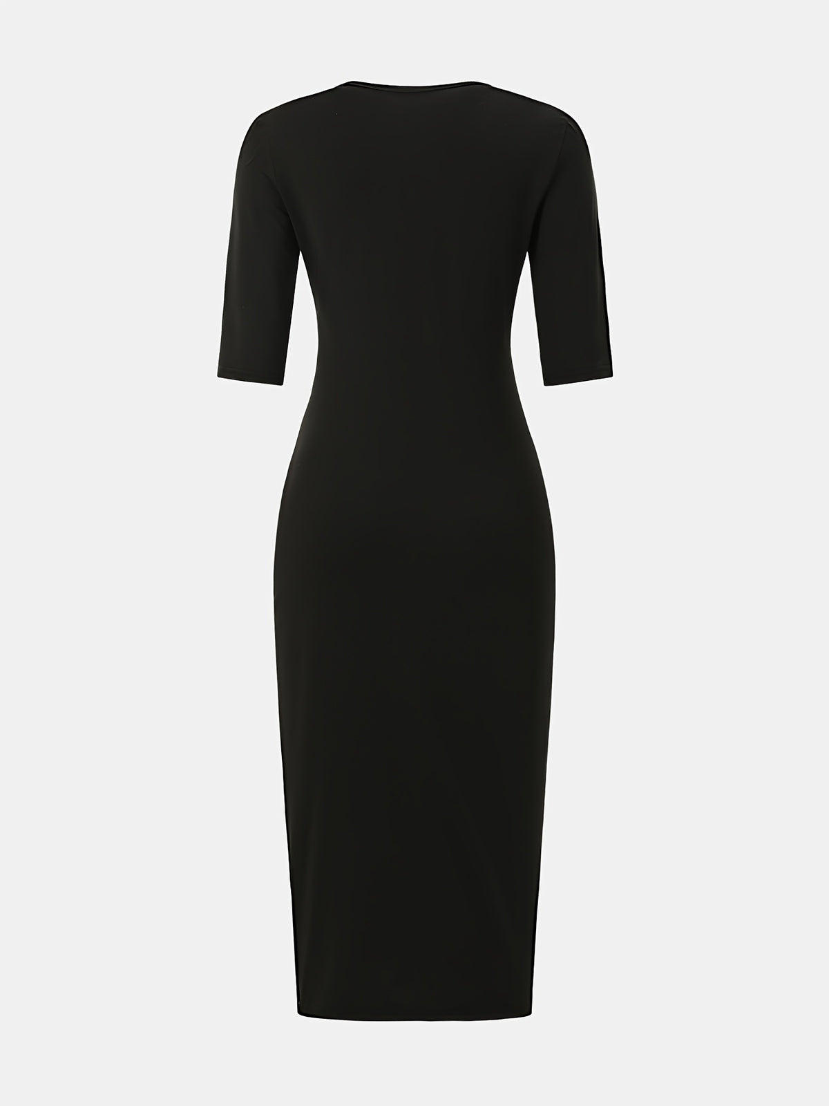 Robe midi moulante à encolure bateau – Robe élégante à manches courtes et coupe ajustée