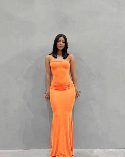 Sleeveless Sling A-Line Maxi Dress – Minimalist High Waist Summer Dress