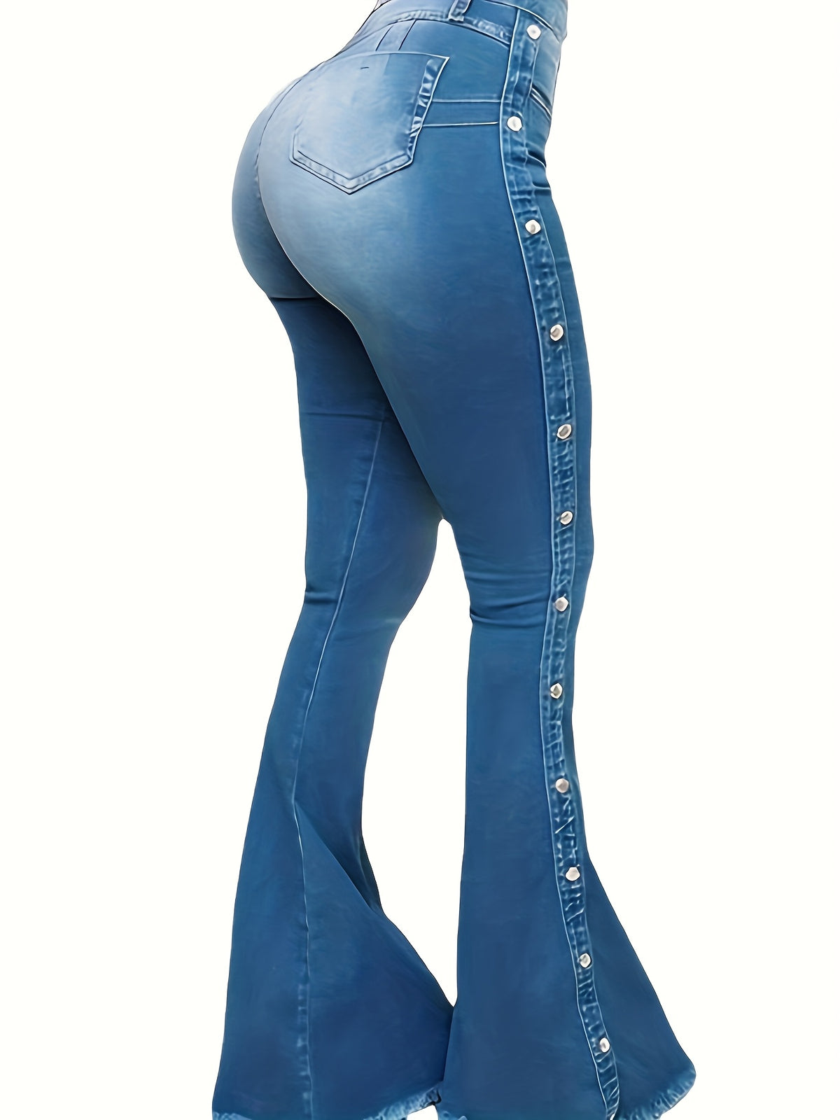 Jeans évasés taille haute pour femme – Denim élégant à jambes larges et extensibles