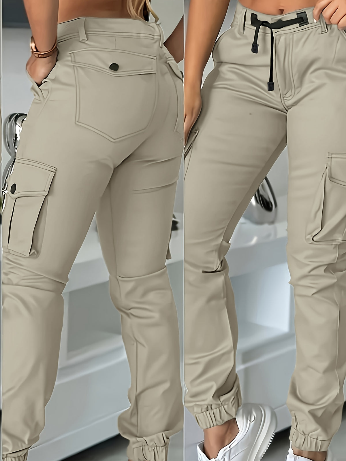 Pantalon Cargo Taille Haute Femme – Pantalon de Travail Élégant Toutes Saisons