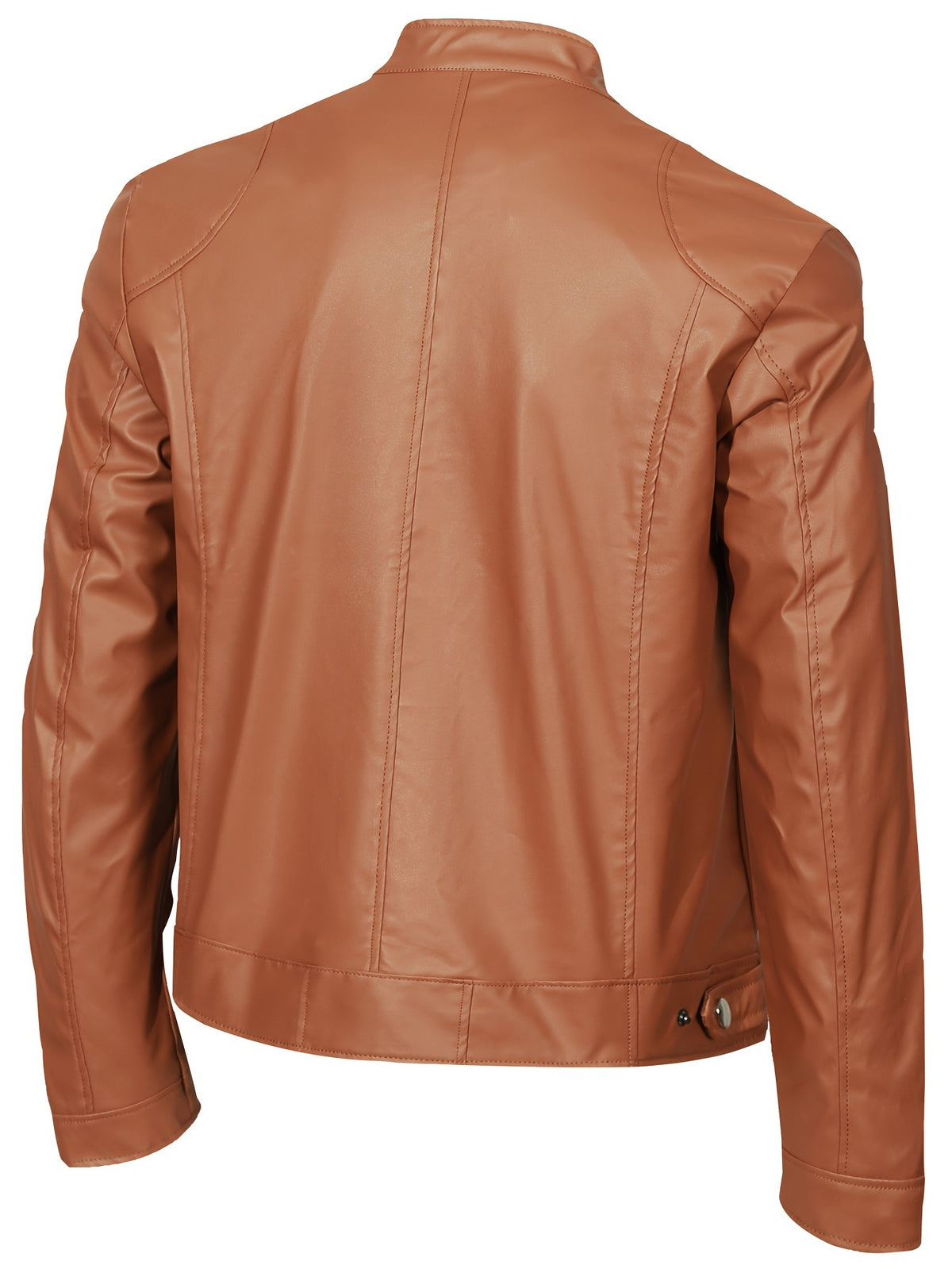 Men’s Windproof PU Jacket – Stand Collar Motorcycle Street Coat