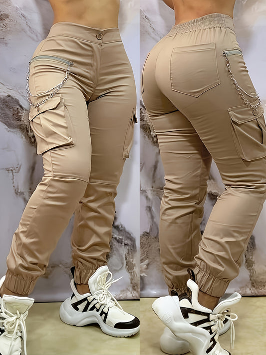 Women’s High-Waist Cargo Pants – Tapered Workwear Trousers