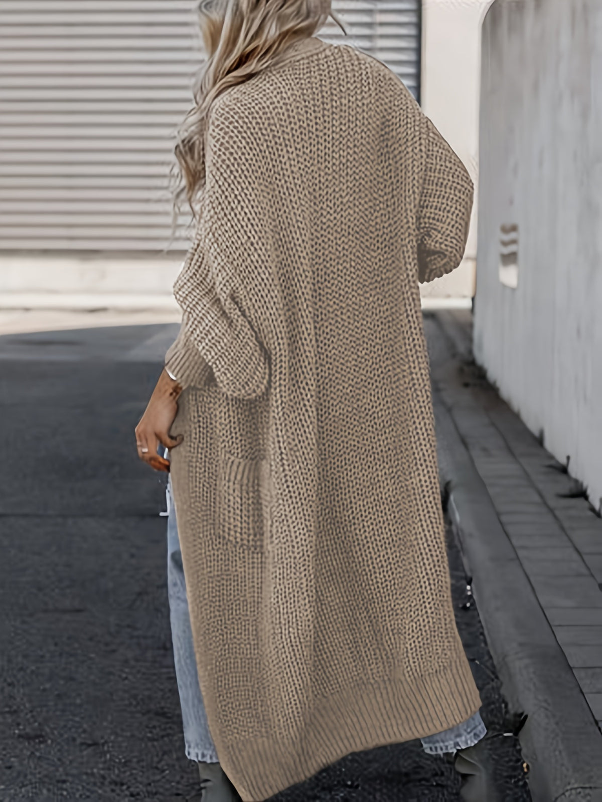 Elegant Deep V-Neck Ribbed Cardigan – Women’s Fall/Winter Knit Sweater