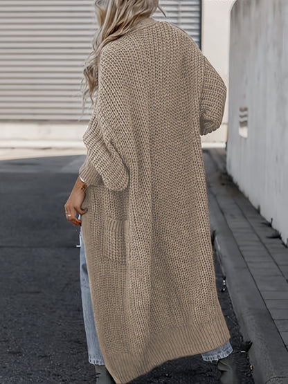 Elegant Deep V-Neck Ribbed Cardigan – Women’s Fall/Winter Knit Sweater