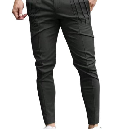 Men’s Slim Fit Cropped Dress Pants – Fleece Lined Casual Elastic Waist